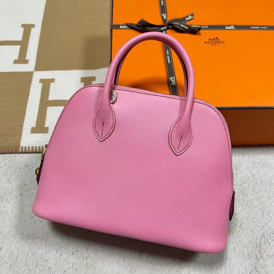 Hermès（爱马仕）Bolide 保龄球包 Epsom 5P 樱花粉 金扣 25cm 全手工蜡线缝制 Ghw Stock