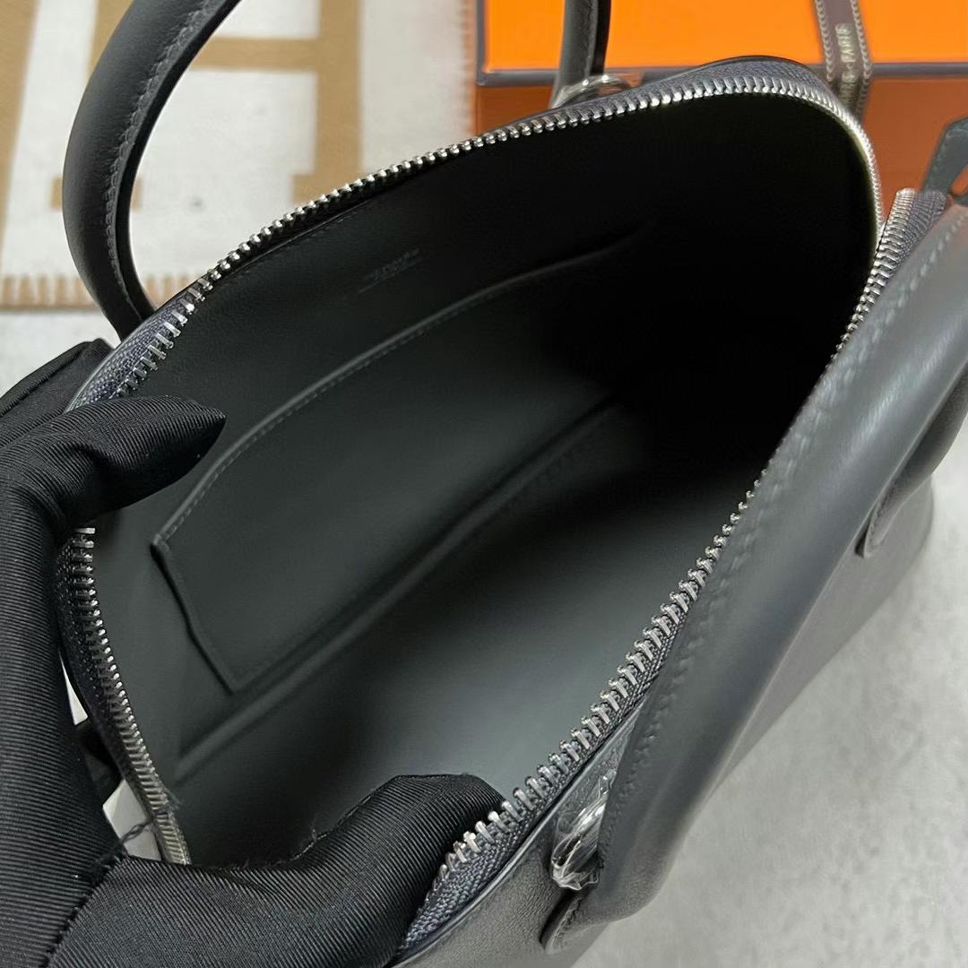 Hermès（爱马仕）Bolide 保龄球包 Evercolor 8F 锡器灰 银扣 25cm 全手工蜡线缝制 Phw Stock