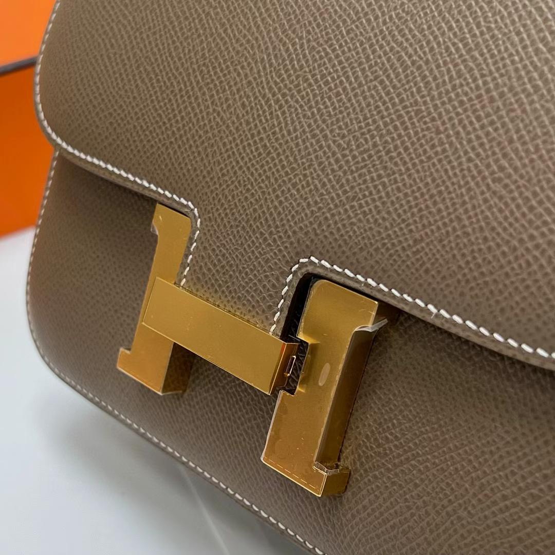 Hermès（爱马仕）Constance 空姐包 Epsom Ck18 大象灰 金扣 19cm 全手工蜡线缝制 Ghw