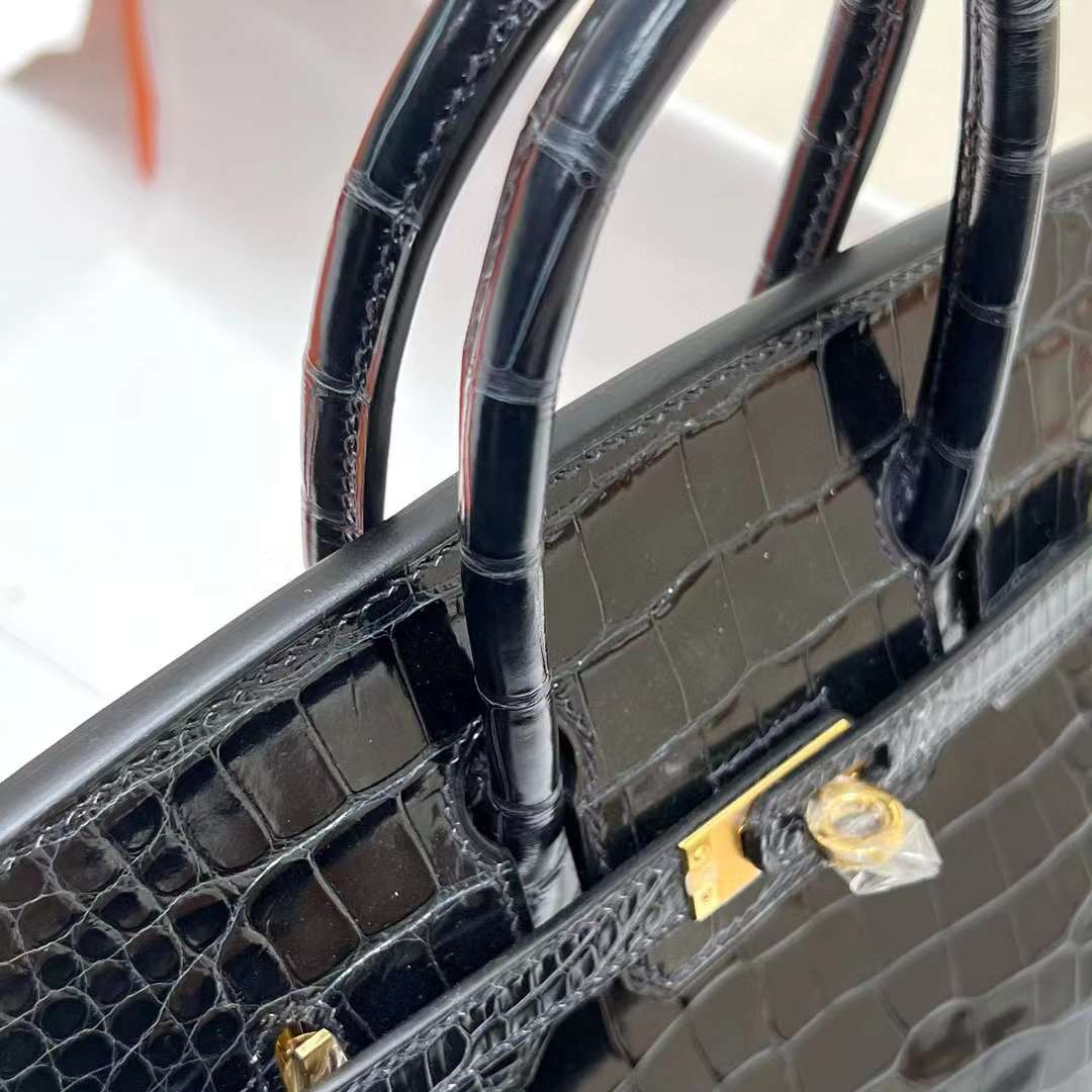 Hermès（爱马仕）Birkin 铂金包 亮面美洲鳄鱼 shiny alligator crocodile（御用原装进口Hcp鳄鱼）ck76 深海蓝 金扣 25cm 全手工蜡线缝制 Phw