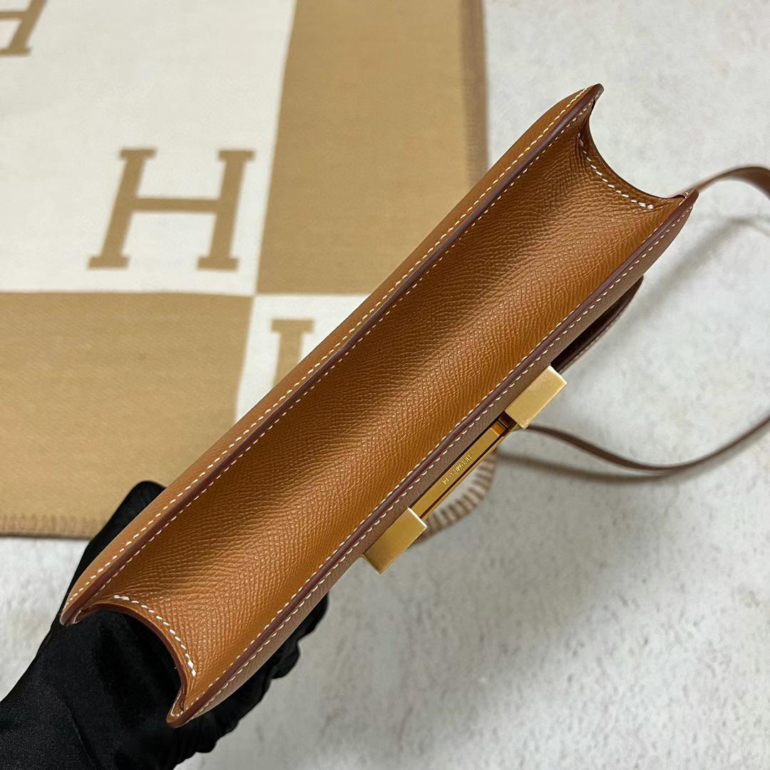 Hermès（爱马仕）Constance 24-1 单层镜子款 Epsom Ck37 金棕色 全手工蜡线缝制 金扣 24cm
