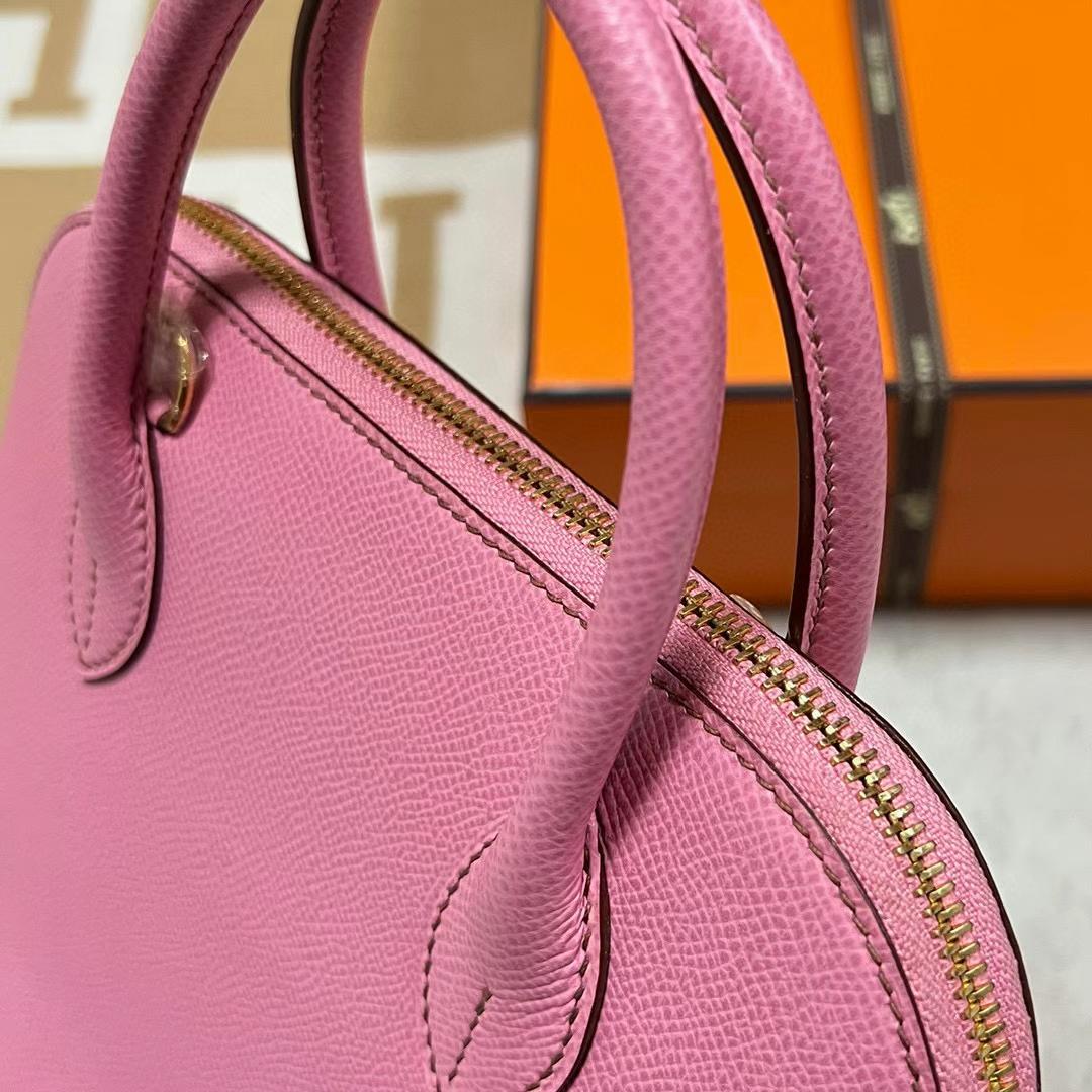Hermès（爱马仕）Bolide 保龄球包 Epsom 5P 樱花粉 金扣 25cm 全手工蜡线缝制 Ghw Stock