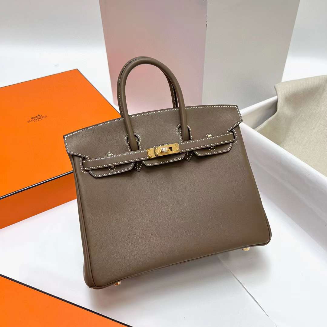Hermès（爱马仕）Birkin 铂金包 Swift Ck18 大象灰 金扣 25cm 全手工蜡线缝制 Ghw