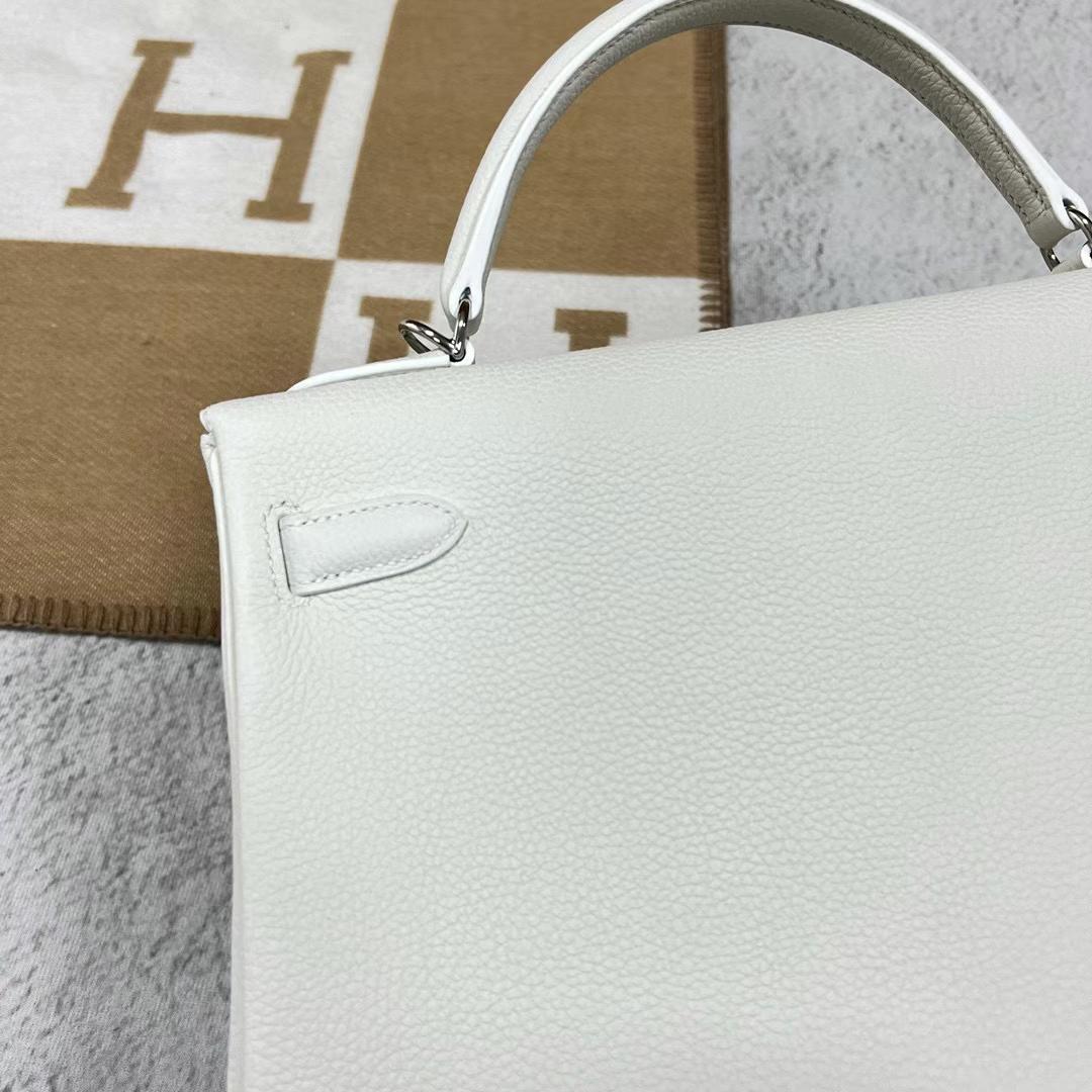 Hermès（爱马仕）Kelly 凯莉包 Togo皮 01 纯白 银扣 32cm