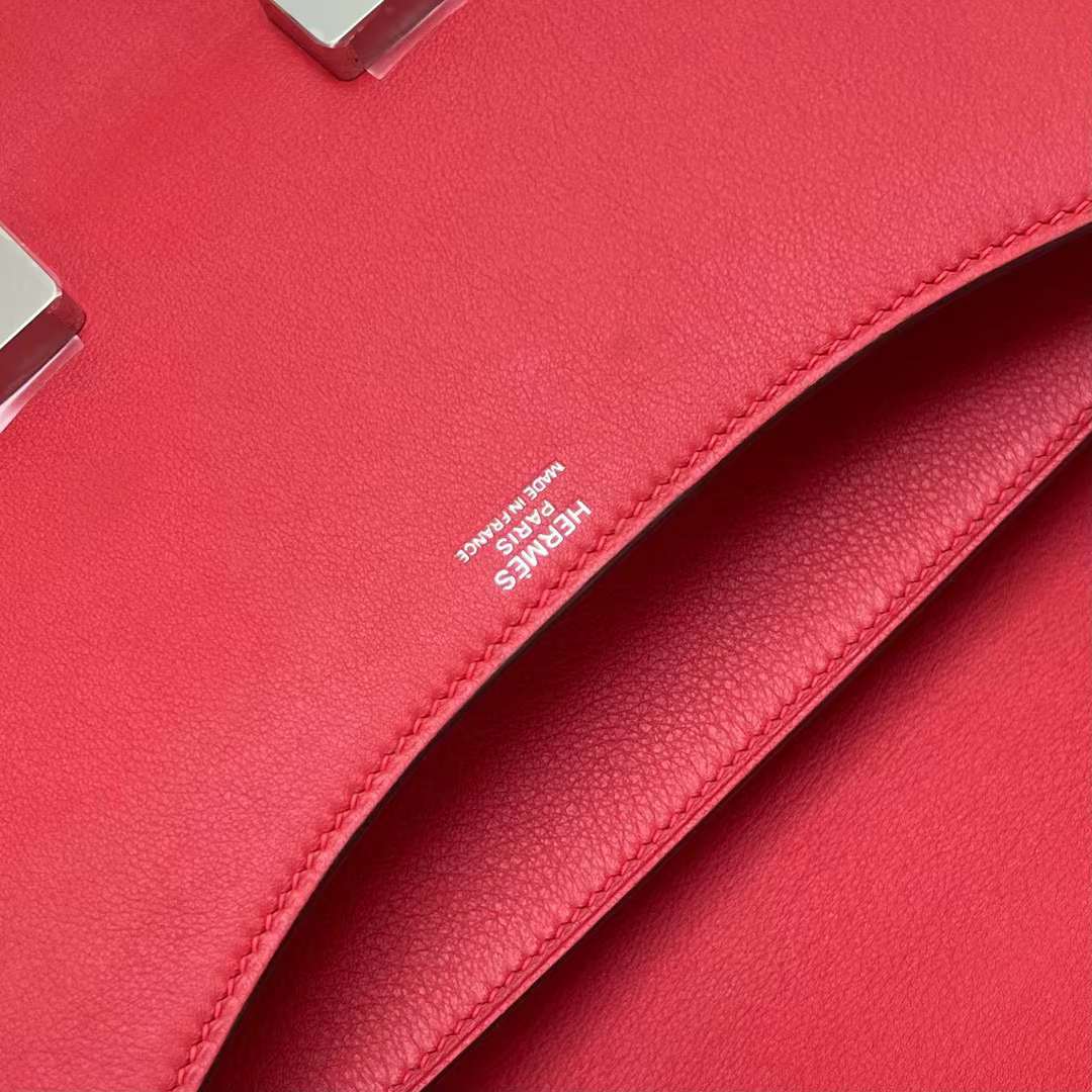 Hermès（爱马仕）Constance 空姐包 Swift S5 番茄红 银扣 24cm 全手工蜡线缝制 Phw