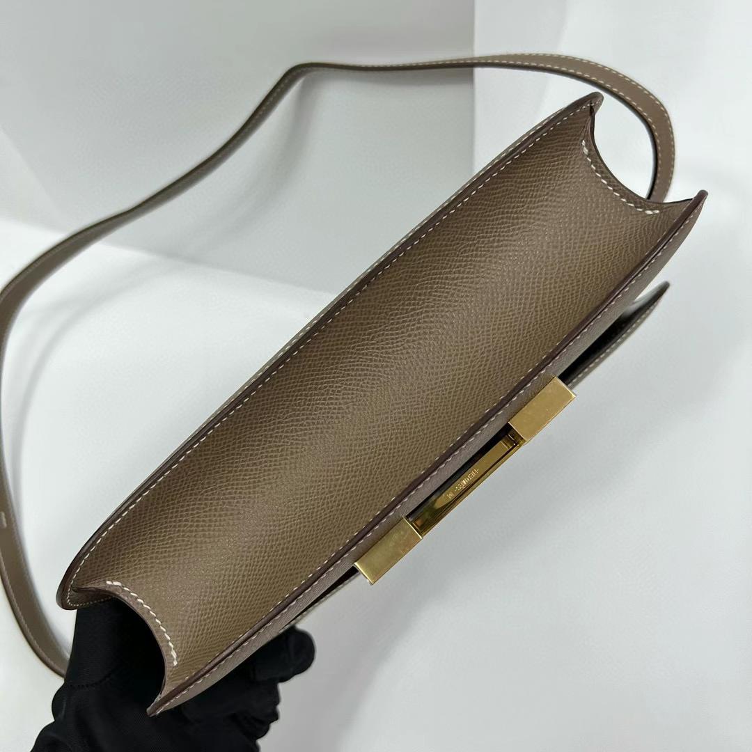 Hermès（爱马仕）Constance 24-1 单层镜子款 Epsom Ck18 大象灰 全手工蜡线缝制 金扣 24cm