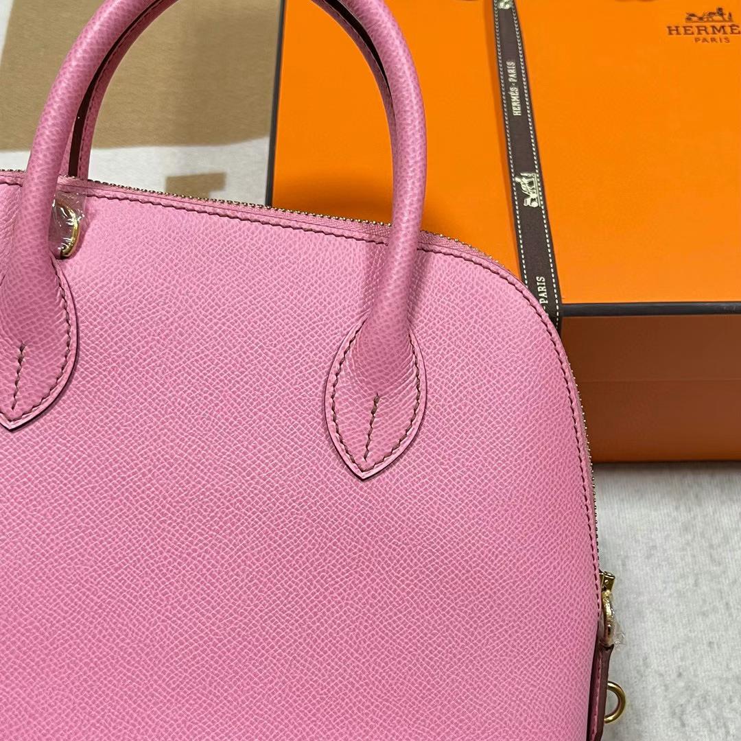 Hermès（爱马仕）Bolide 保龄球包 Epsom 5P 樱花粉 金扣 25cm 全手工蜡线缝制 Ghw Stock