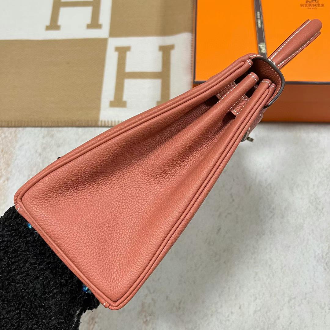 Hermès（爱马仕）Kelly 凯莉包 Togo皮 4E 枫叶色 银扣 28cm 全手工蜡线缝制 Phw