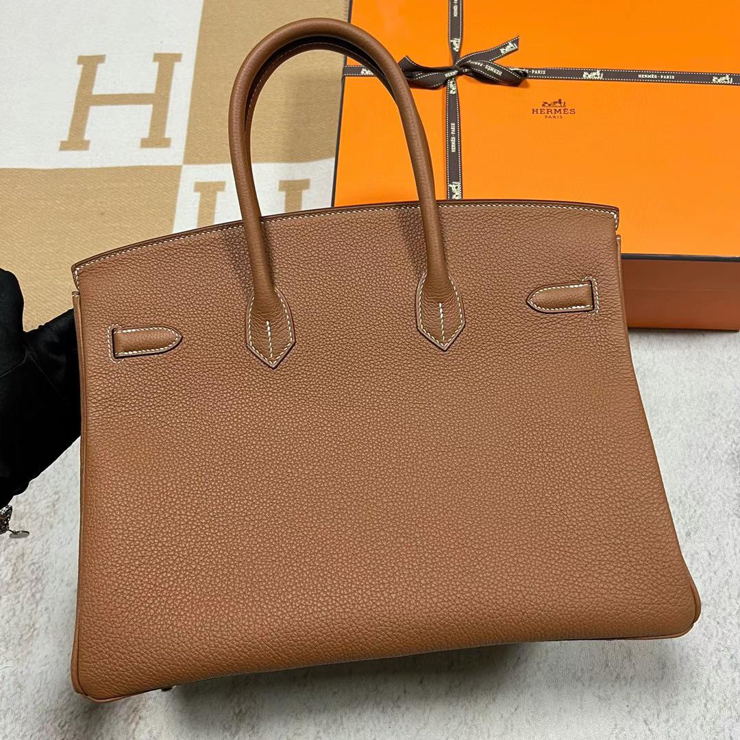 Hermès（爱马仕）Birkin 铂金包 Togo皮 Ck37 金棕色 金扣 35cm 全手工蜡线缝制 Ghw