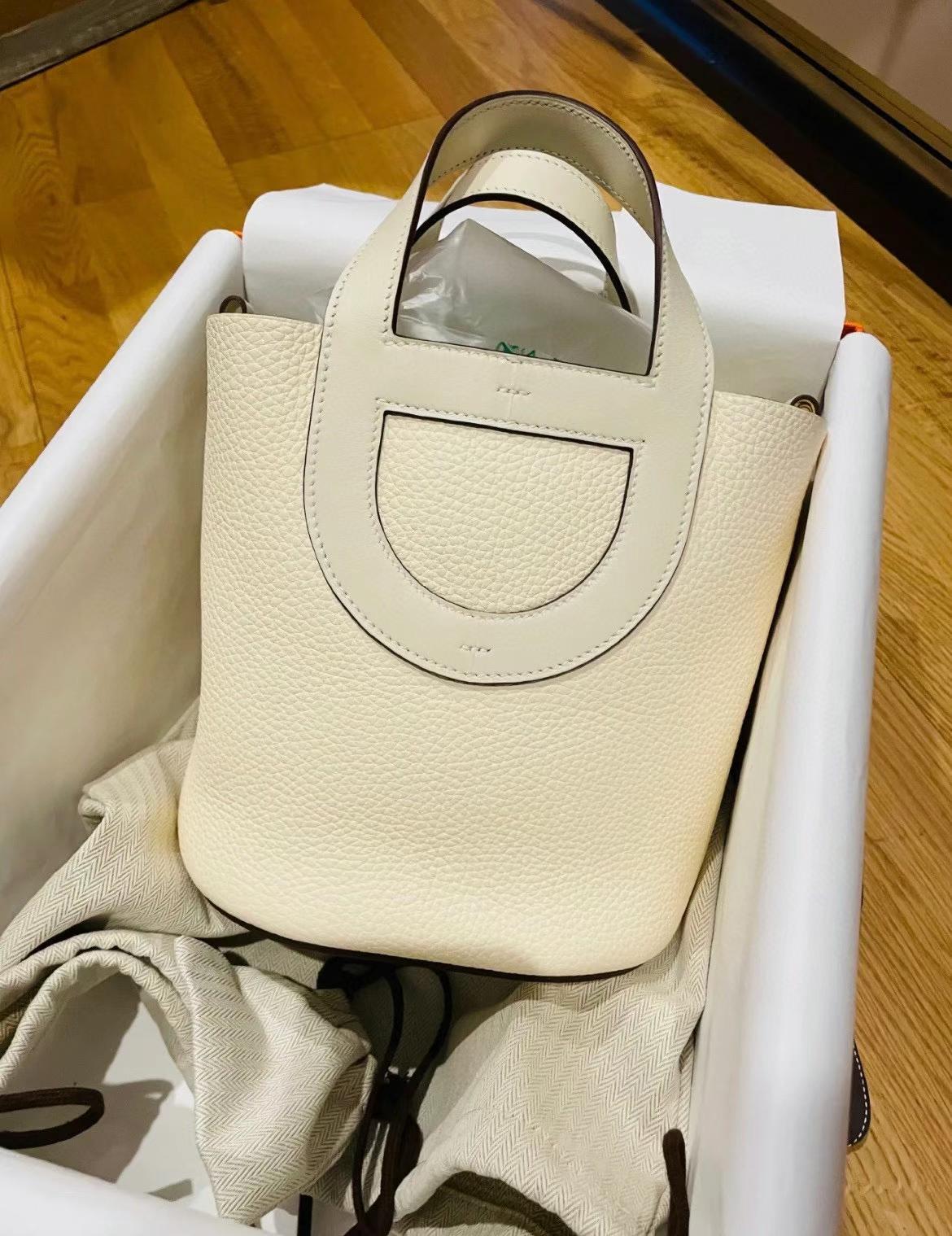 Hermès（爱马仕）新品 New In-the-loop 猪鼻子菜篮子 Togo i2 奶油白 金扣 18cm