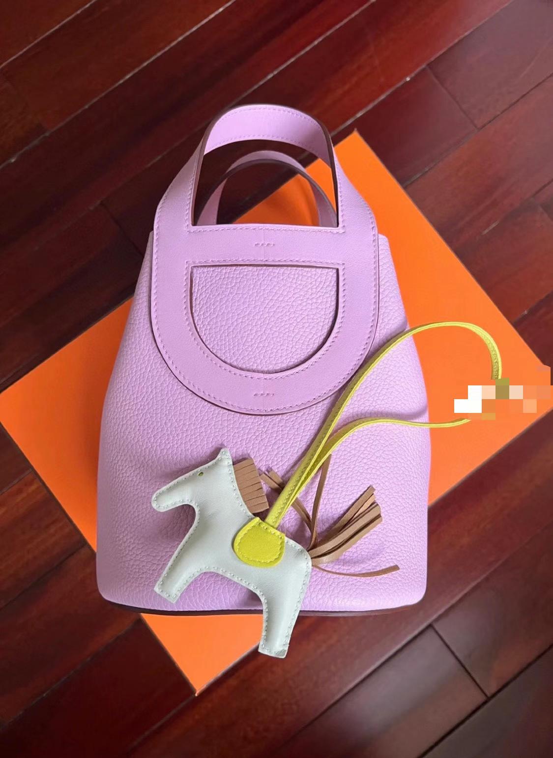 Hermès（爱马仕）新品 New In-the-loop 猪鼻子菜篮子 Togo X9 锦葵紫 银扣 18cm