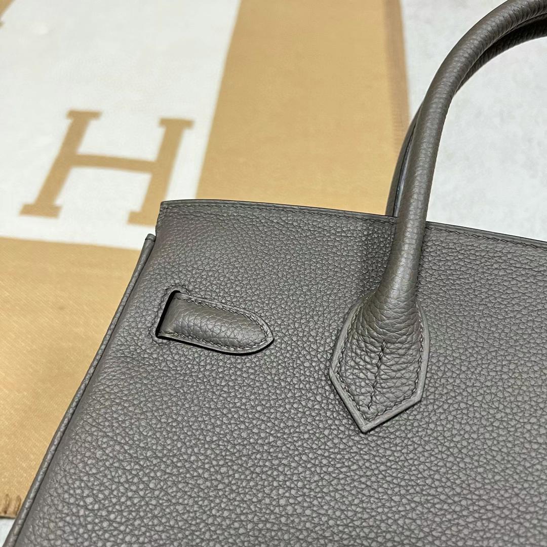 Hermès（爱马仕）Birkin 铂金包 Togo皮 8F 锡器灰 全手工蜡线缝制 玫瑰金扣 30cm