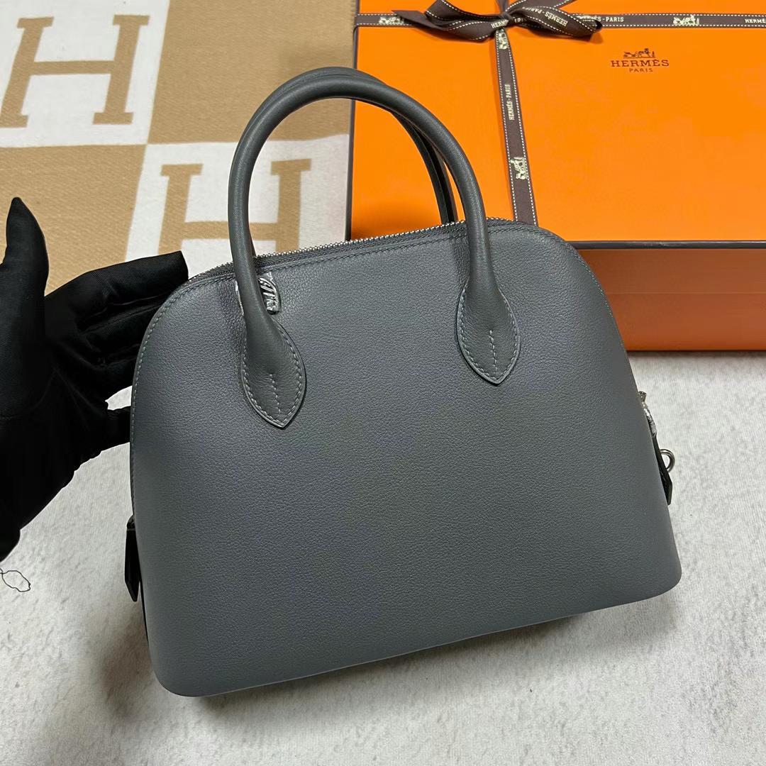 Hermès（爱马仕）Bolide 保龄球包 Evercolor 8F 锡器灰 银扣 25cm 全手工蜡线缝制 Phw Stock