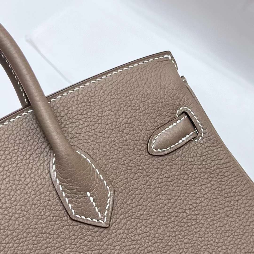 Hermès（爱马仕）Birkin 铂金包 Togo Ck18 大象灰 银扣 25cm 全手工蜡线缝制 Phw