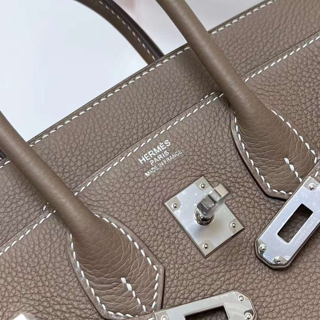 Hermès（爱马仕）Birkin 铂金包 Togo Ck18 大象灰 银扣 25cm 全手工蜡线缝制 Phw