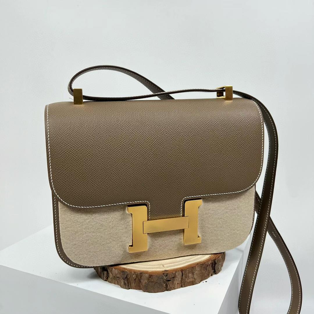 Hermès（爱马仕）Constance 24-1 单层镜子款 Epsom Ck18 大象灰 全手工蜡线缝制 金扣 24cm