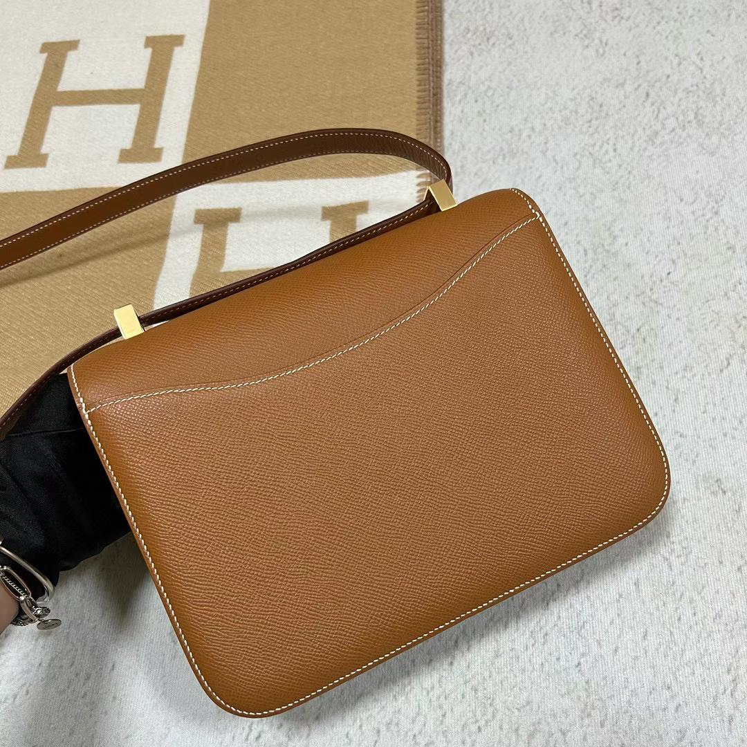 Hermès（爱马仕）Constance 24-1 单层镜子款 Epsom Ck37 金棕色 全手工蜡线缝制 金扣 24cm