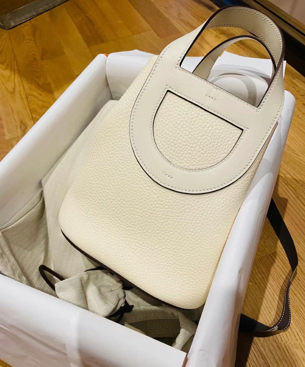 Hermès（爱马仕）新品 New In-the-loop 猪鼻子菜篮子 Togo i2 奶油白 金扣 18cm