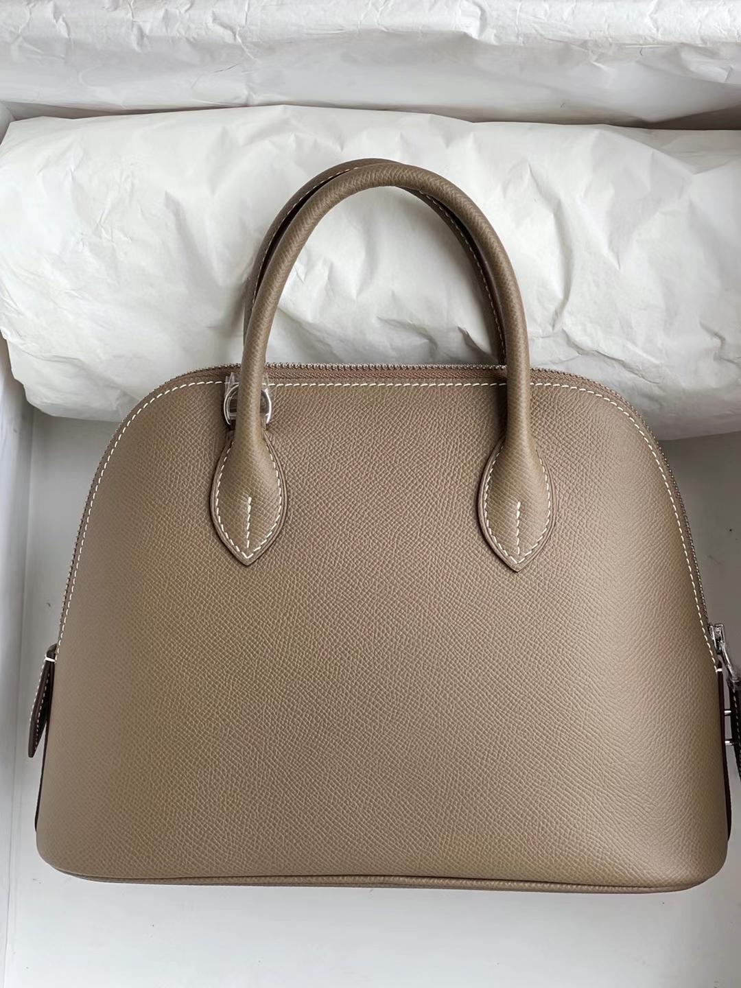 Hermès（爱马仕）Bolide 保龄球包 Epsom Ck18 大象灰 银扣 25cm 全手工蜡线缝制 Phw Stock