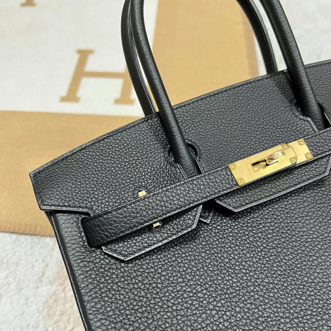 Hermès（爱马仕）Birkin 铂金包 Togo皮 Ck89 黑色 全手工蜡线缝制 Ghw Stock 金扣 30cm
