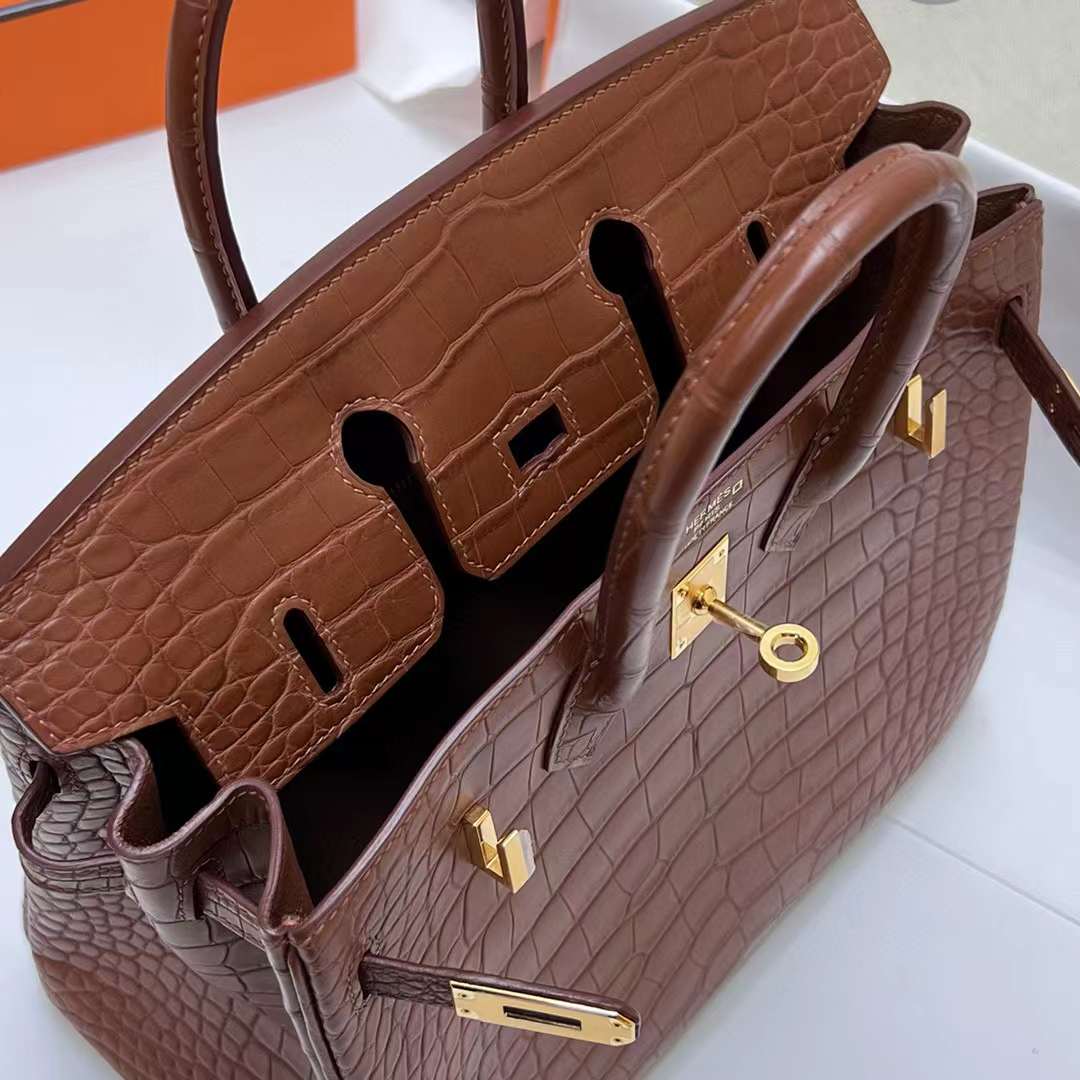 Hermès（爱马仕）Birkin 铂金包 雾面美洲鳄鱼 matte alligator crocodile（御用原装进口Hcp鳄鱼）Ck37 金棕色 金扣 25cm 全手工缝制 ghw