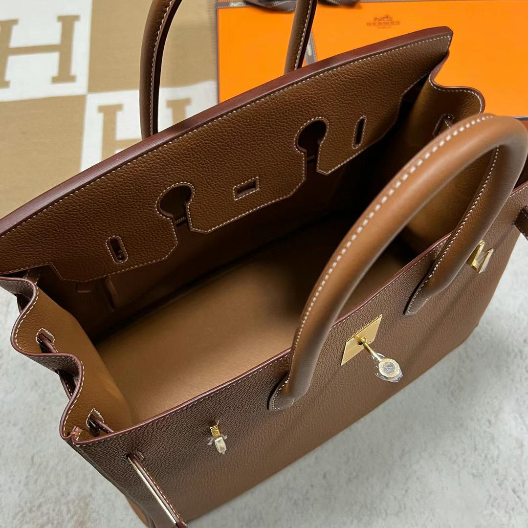 Hermès（爱马仕）Birkin 铂金包 Togo皮 Ck37 金棕色 金扣 35cm 全手工蜡线缝制 Ghw