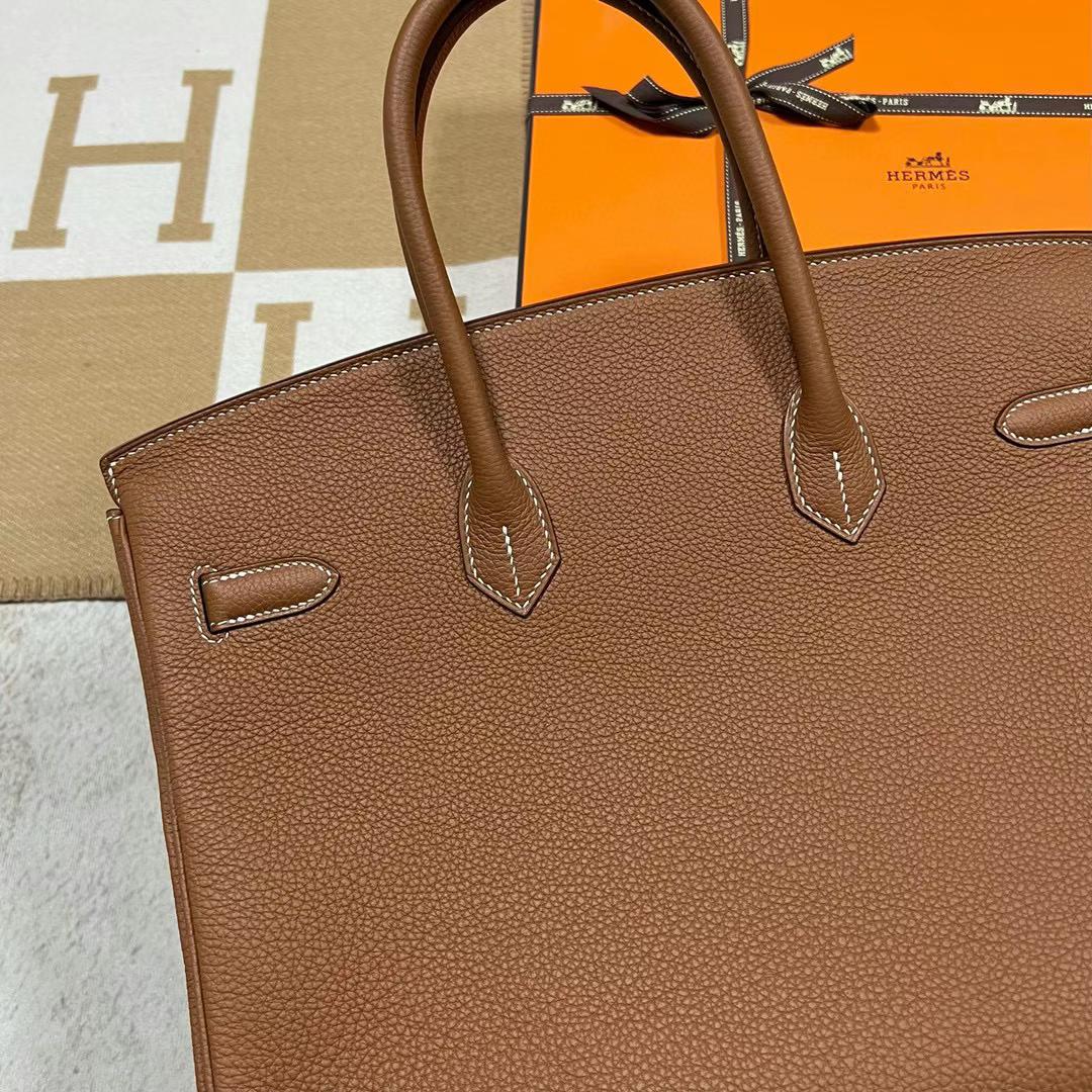 Hermès（爱马仕）Birkin 铂金包 Togo皮 Ck37 金棕色 金扣 35cm 全手工蜡线缝制 Ghw