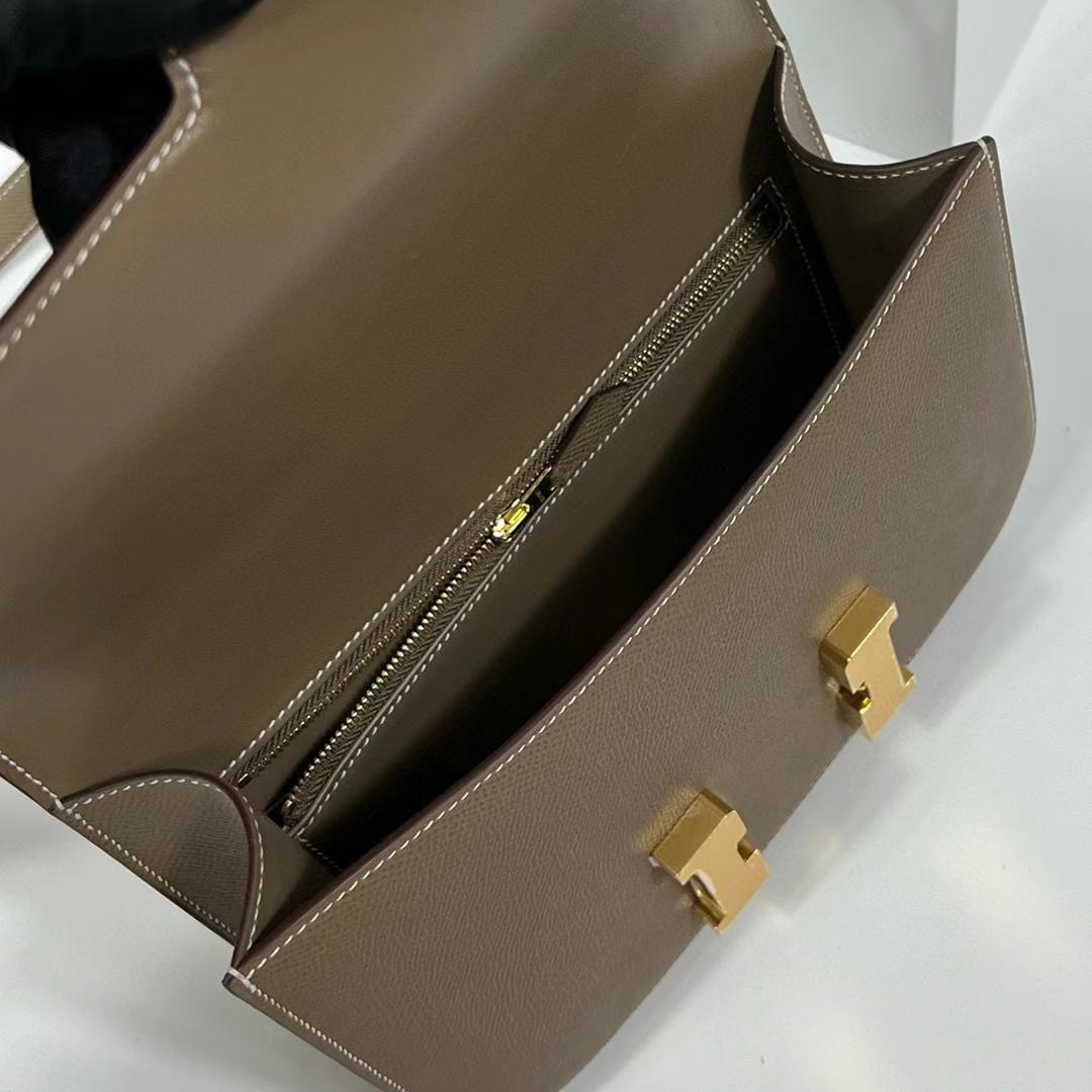 Hermès（爱马仕）Constance 24-1 单层镜子款 Epsom Ck18 大象灰 全手工蜡线缝制 金扣 24cm