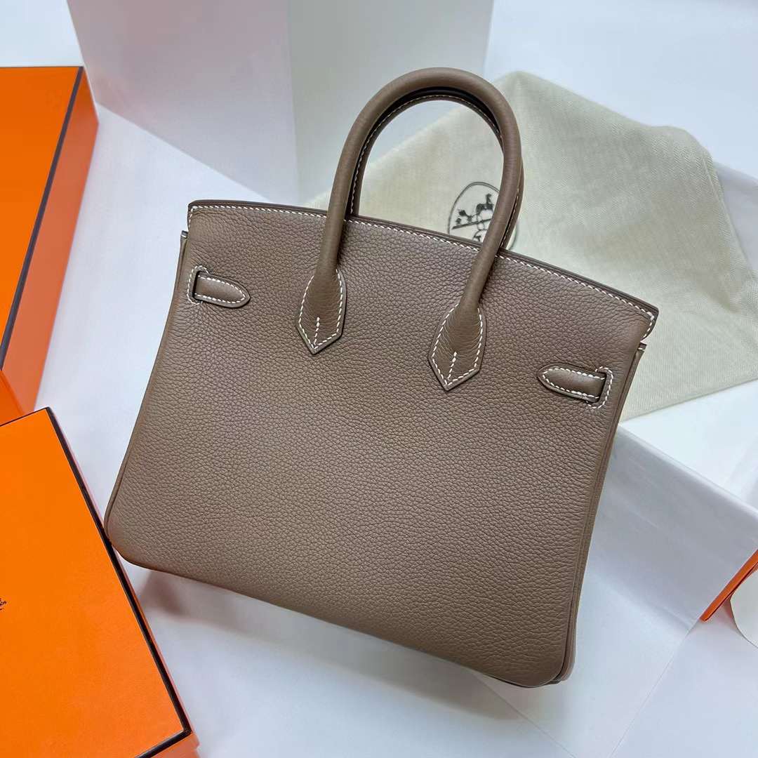 Hermès（爱马仕）Birkin 铂金包 Togo Ck18 大象灰 银扣 25cm 全手工蜡线缝制 Phw