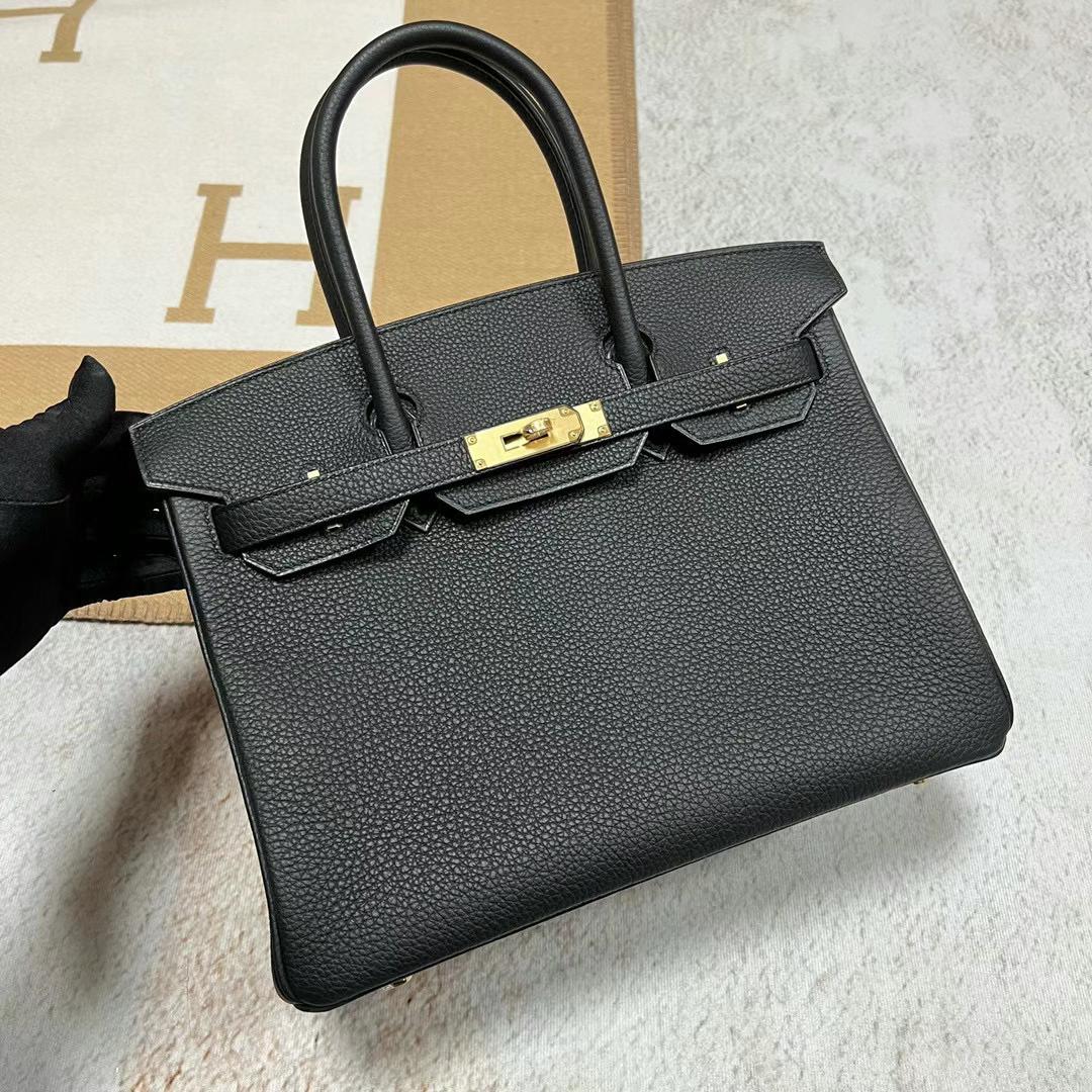 Hermès（爱马仕）Birkin 铂金包 Togo皮 Ck89 黑色 全手工蜡线缝制 Ghw Stock 金扣 30cm