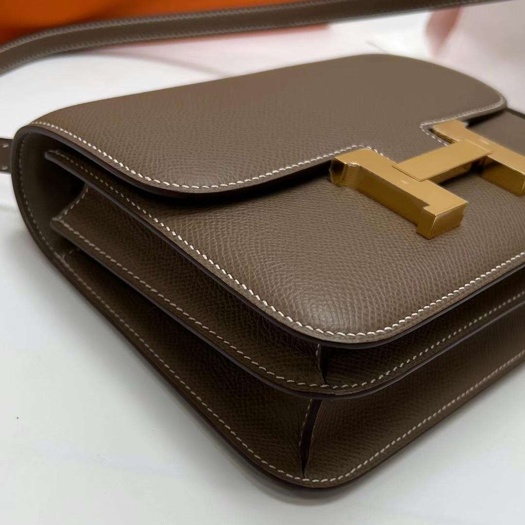 Hermès（爱马仕）Constance 空姐包 Epsom Ck18 大象灰 金扣 19cm 全手工蜡线缝制 Ghw