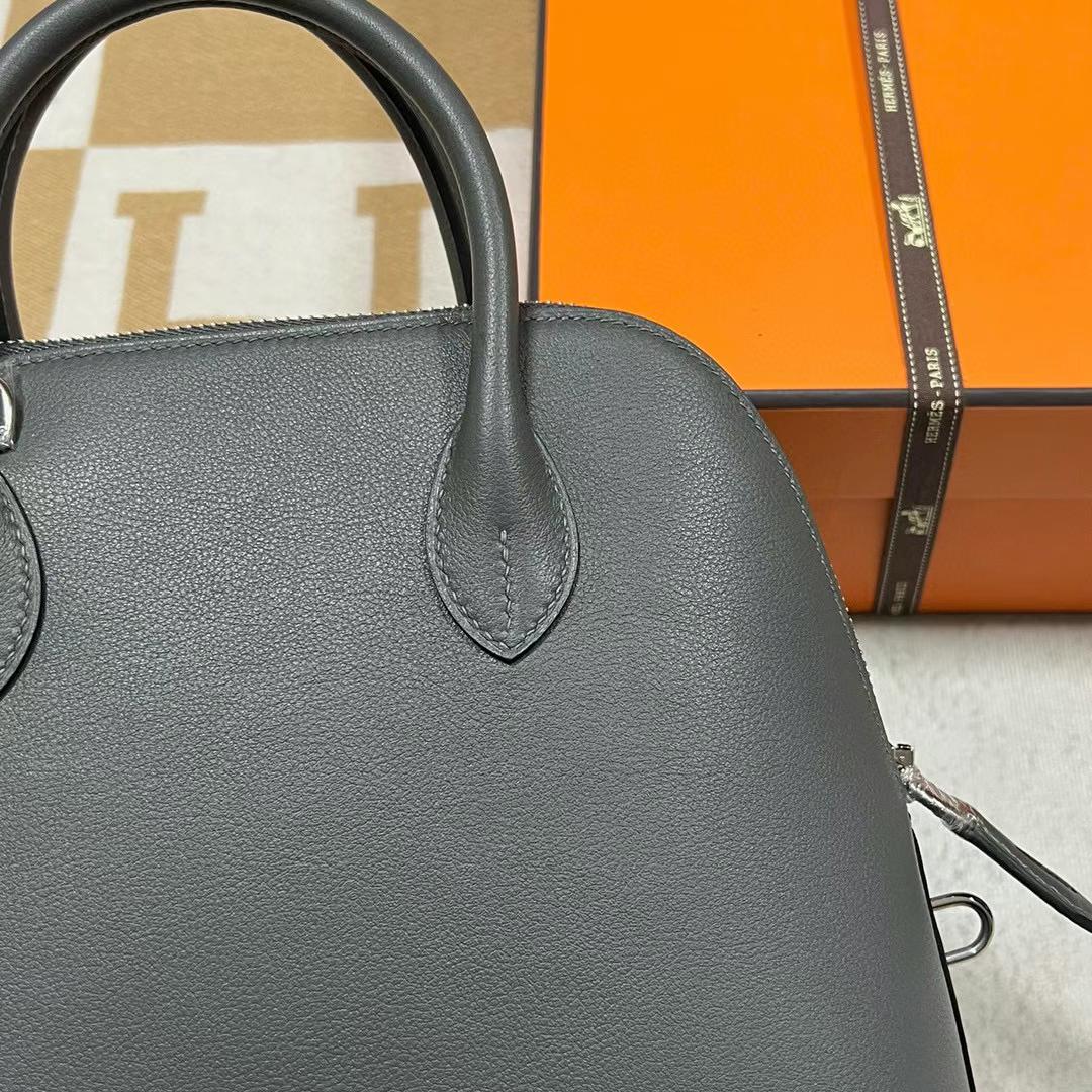 Hermès（爱马仕）Bolide 保龄球包 Evercolor 8F 锡器灰 银扣 25cm 全手工蜡线缝制 Phw Stock
