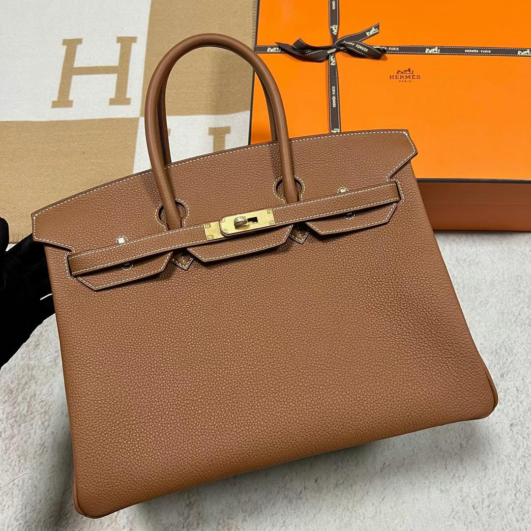 Hermès（爱马仕）Birkin 铂金包 Togo皮 Ck37 金棕色 金扣 35cm 全手工蜡线缝制 Ghw