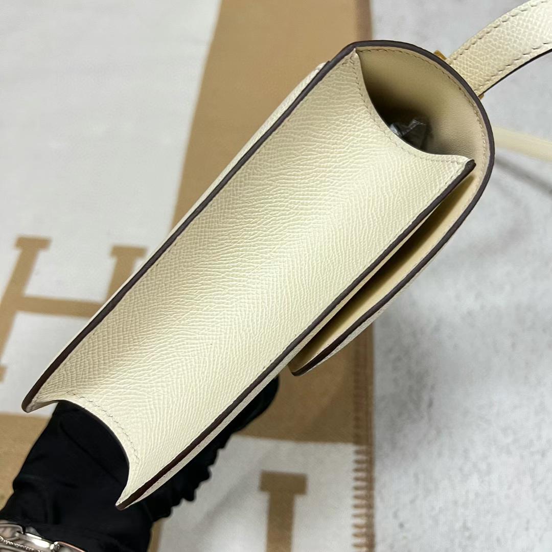 Hermès（爱马仕）Constance 24-1 单层镜子款 Epsom i2 奶油白 全手工蜡线缝制 金扣 24cm