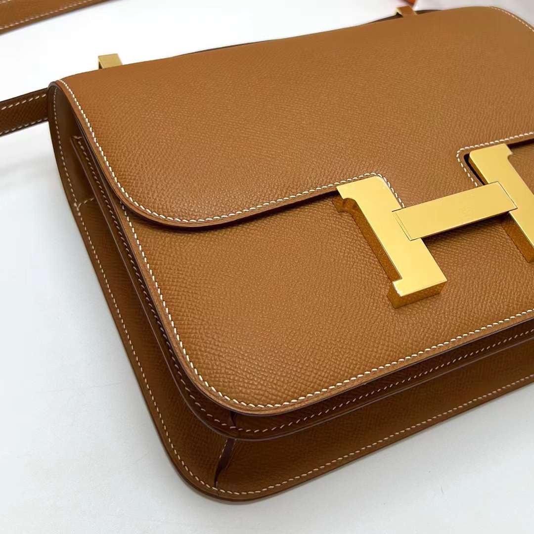 Hermès（爱马仕）Constance 康斯坦斯 Epsom Ck37 金棕色 金扣 24cm 全手工蜡线缝制 Ghw