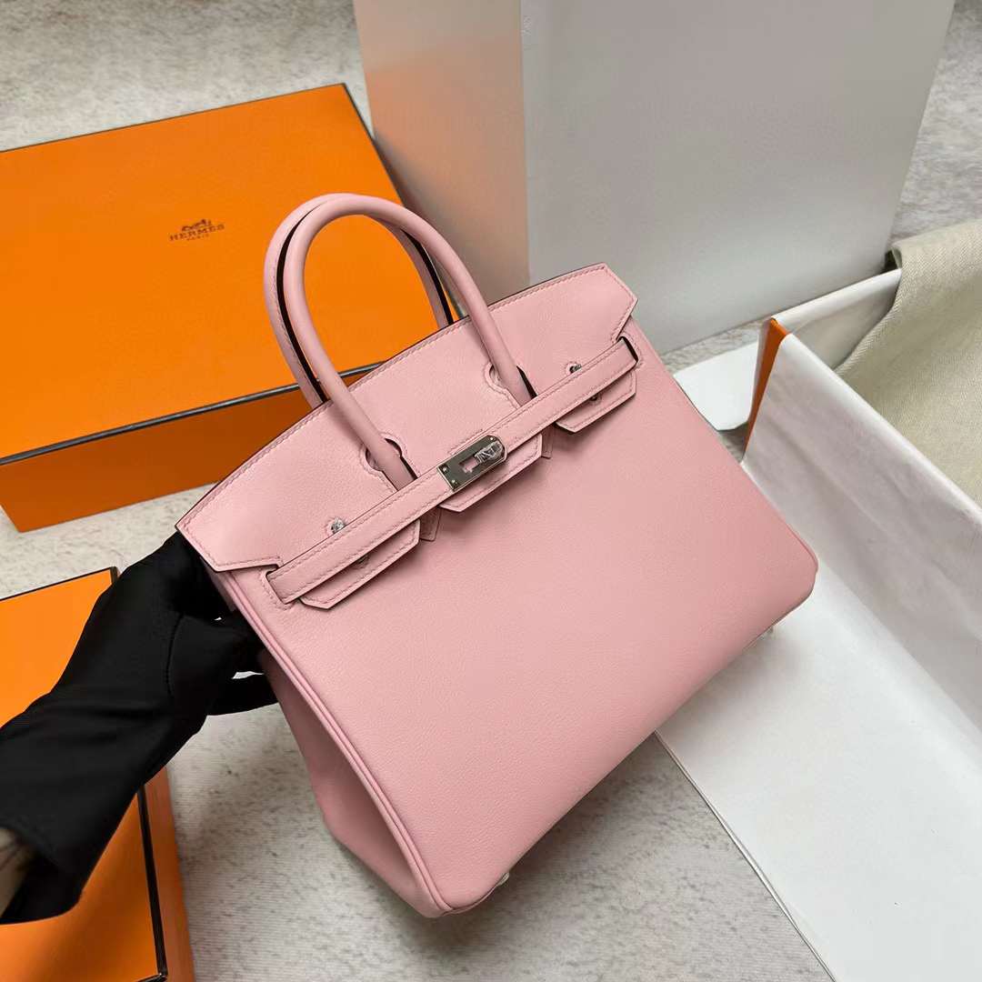 Hermès（爱马仕）Birkin 铂金包 Swift 3Q 新粉色 银扣 25cm 全手工蜡线缝制 Phw
