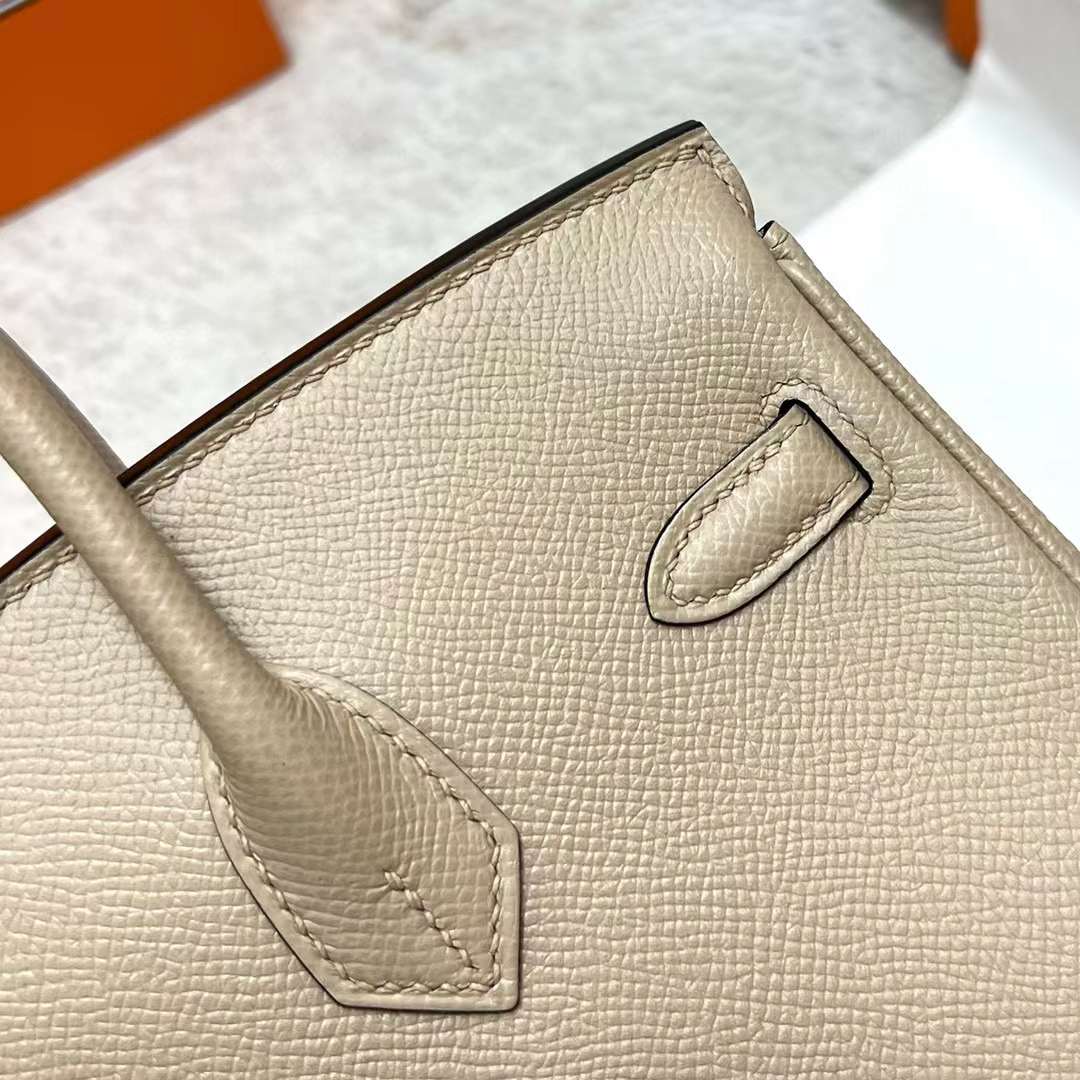 Hermès（爱马仕）Birkin 铂金包 Epsom S2 风衣灰 金扣 25cm 全手工蜡线缝制 Ghw