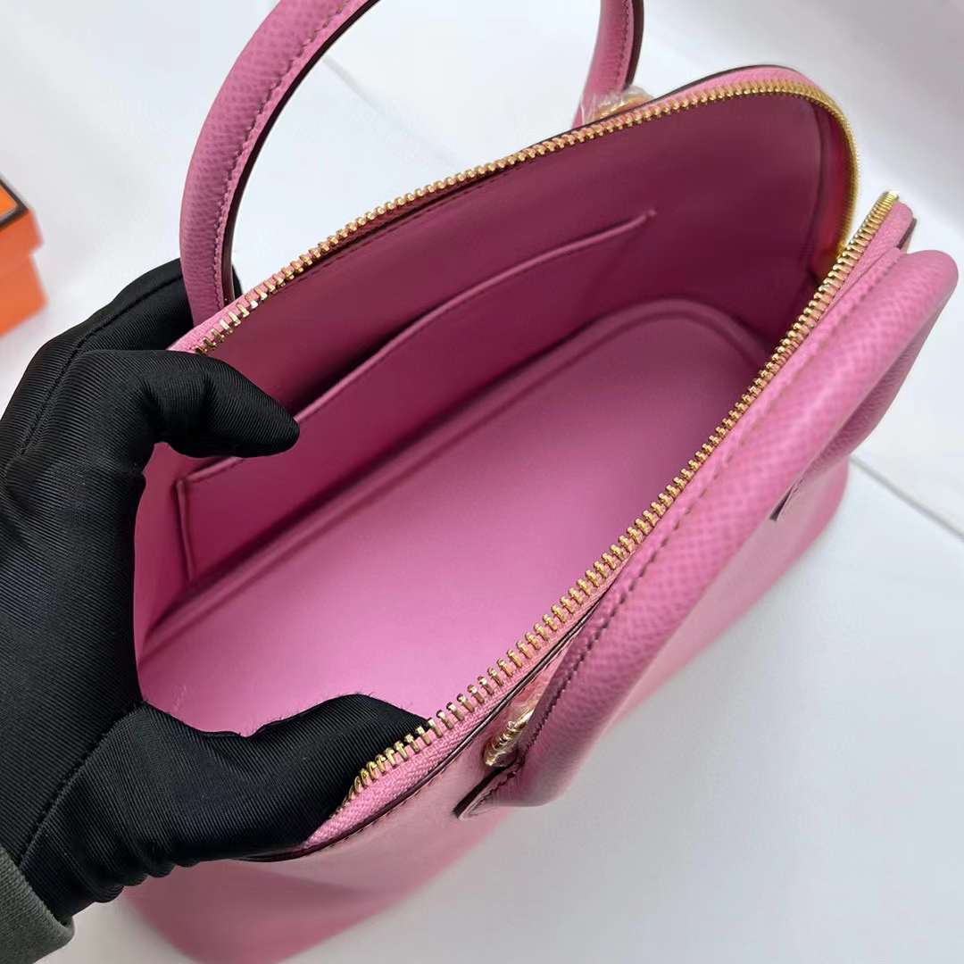 Hermès（爱马仕）Bolide 保龄球包 Epsom 5P 樱花粉 金扣 25cm 全手工蜡线缝制 Ghw