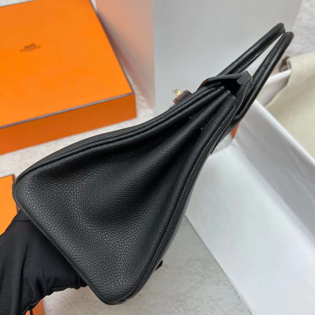 Hermès（爱马仕）Birkin 铂金包 Touch Togo 拼 雾面美洲鳄鱼皮 Ck89 黑色 金扣 25cm 全手工蜡线缝制 Ghw