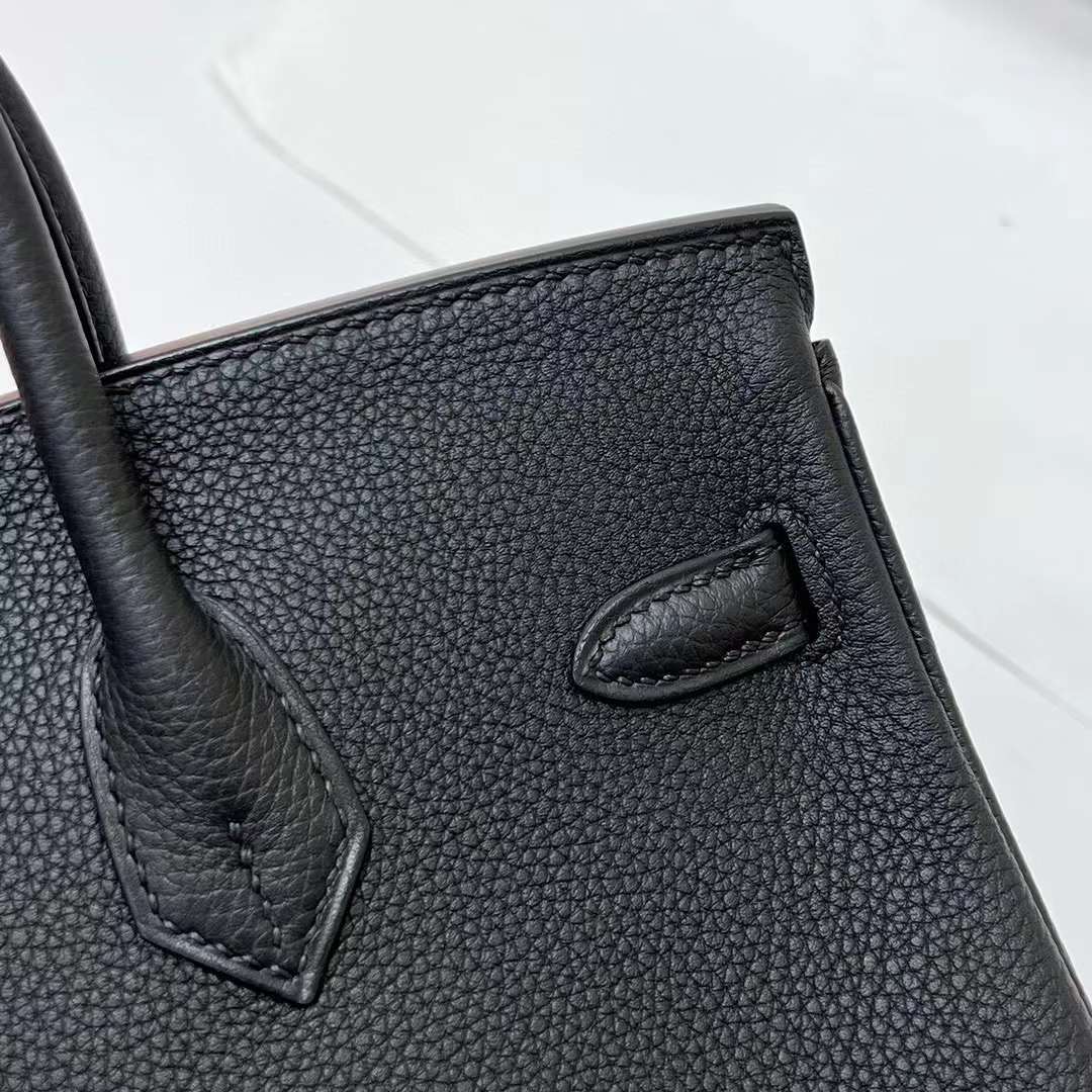 Hermès（爱马仕）Birkin 铂金包 Togo皮 Ck89 黑色 金扣 25cm 全手工蜡线缝制 Ghw