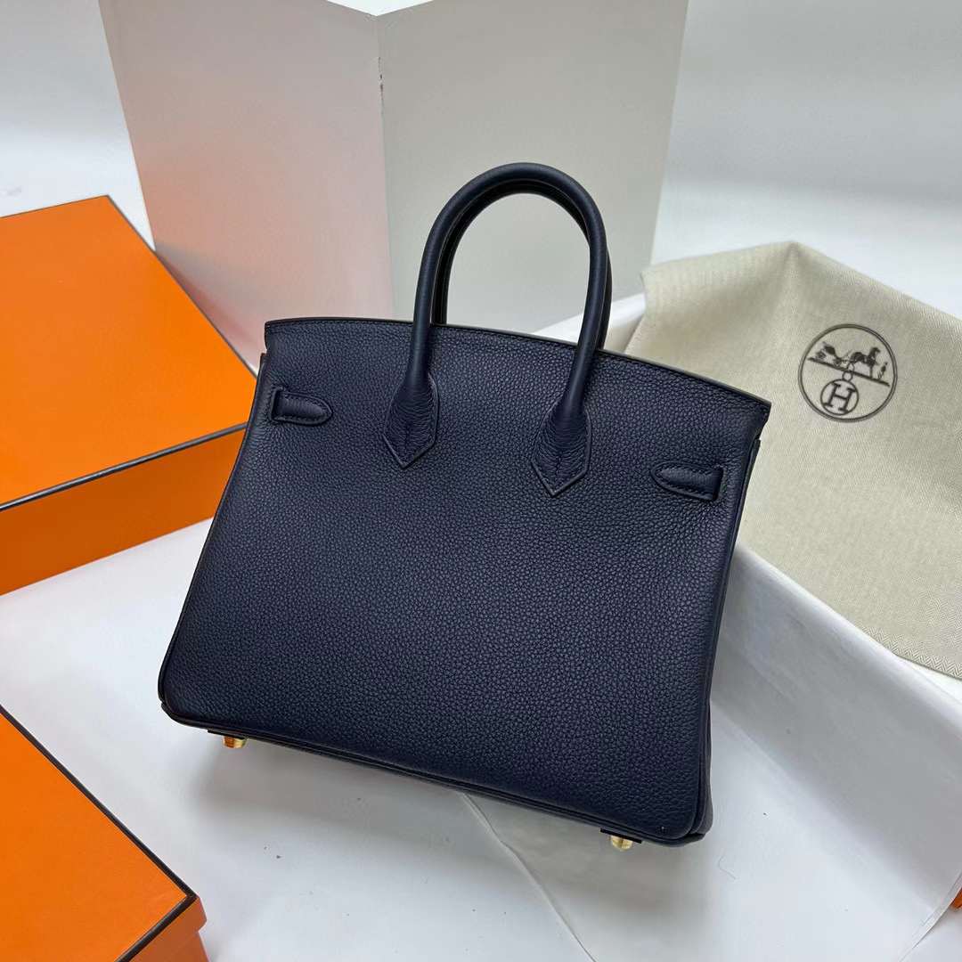 Hermès（爱马仕）Birkin 铂金包 Togo皮 2Z 午夜蓝 金扣 25cm 全手工蜡线缝制 Ghw