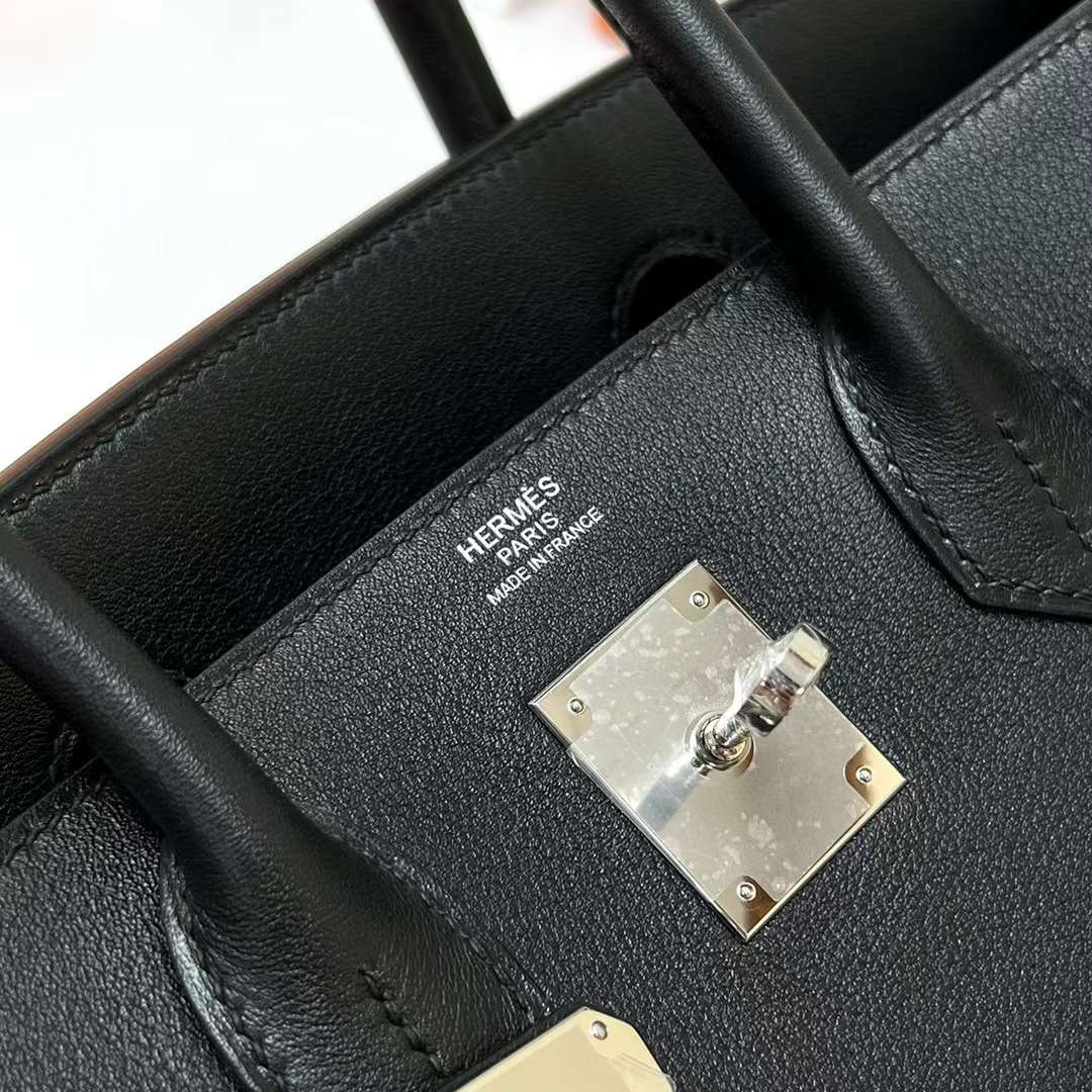 Hermès（爱马仕）Birkin 铂金包 Swift皮 Ck89 黑色 银扣 30cm 全手工蜡线缝制 Phw