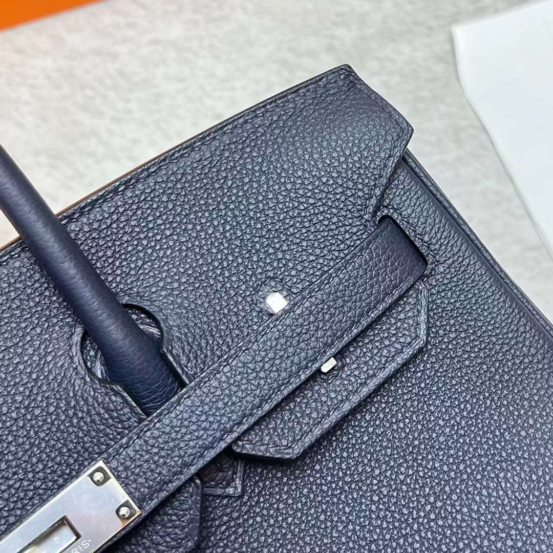 Hermès（爱马仕）Birkin 铂金包 Togo皮 2Z 午夜蓝 银扣 30cm 全手工蜡线缝制 Phw