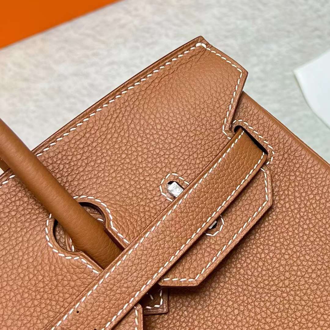 Hermès（爱马仕）Birkin 铂金包 Togo皮 Ck37 金棕色 银扣 30cm 全手工蜡线缝制 Phw