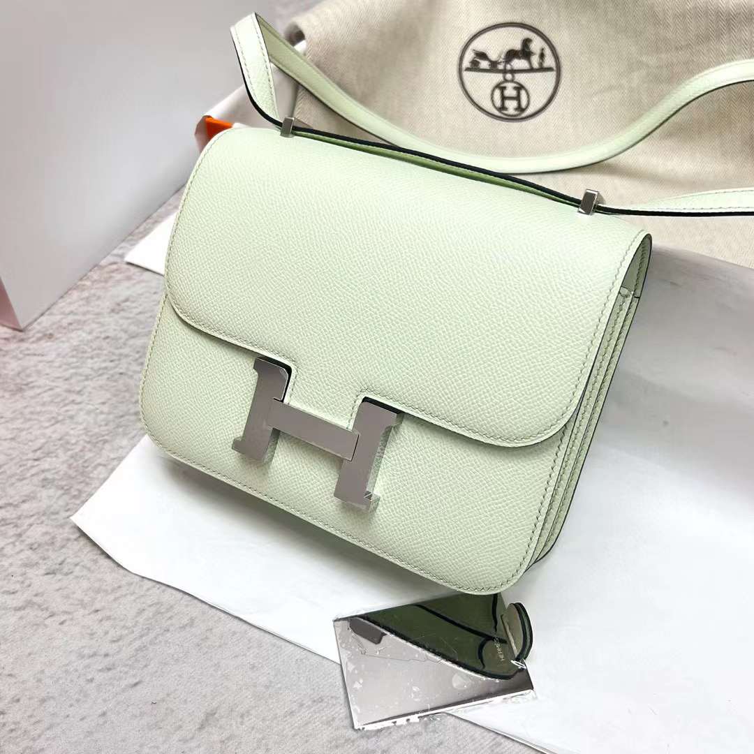 Hermès（爱马仕）Constance 康斯坦斯 19-1 Epsom 0S 气泡绿 银扣 19cm 全手工蜡线缝制 Phw