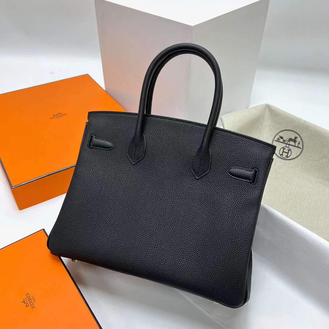 Hermès（爱马仕）Birkin 铂金包 Togo皮 Ck89 黑色 金扣 30cm 全手工蜡线缝制 Ghw