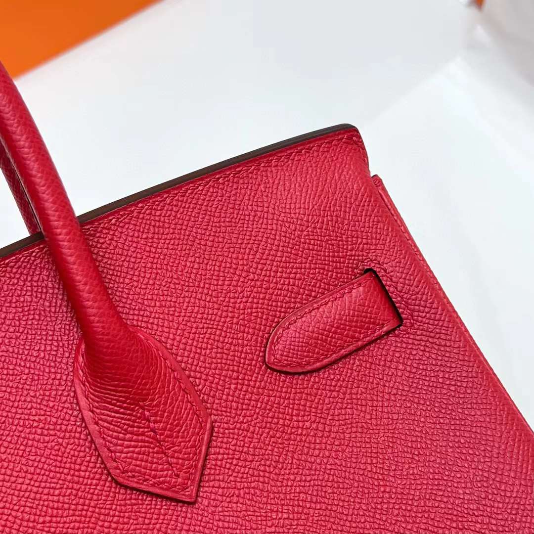 Hermès（爱马仕）Birkin 铂金包 Epsom Q5 国旗红 金扣 30cm 全手工蜡线缝制 Ghw