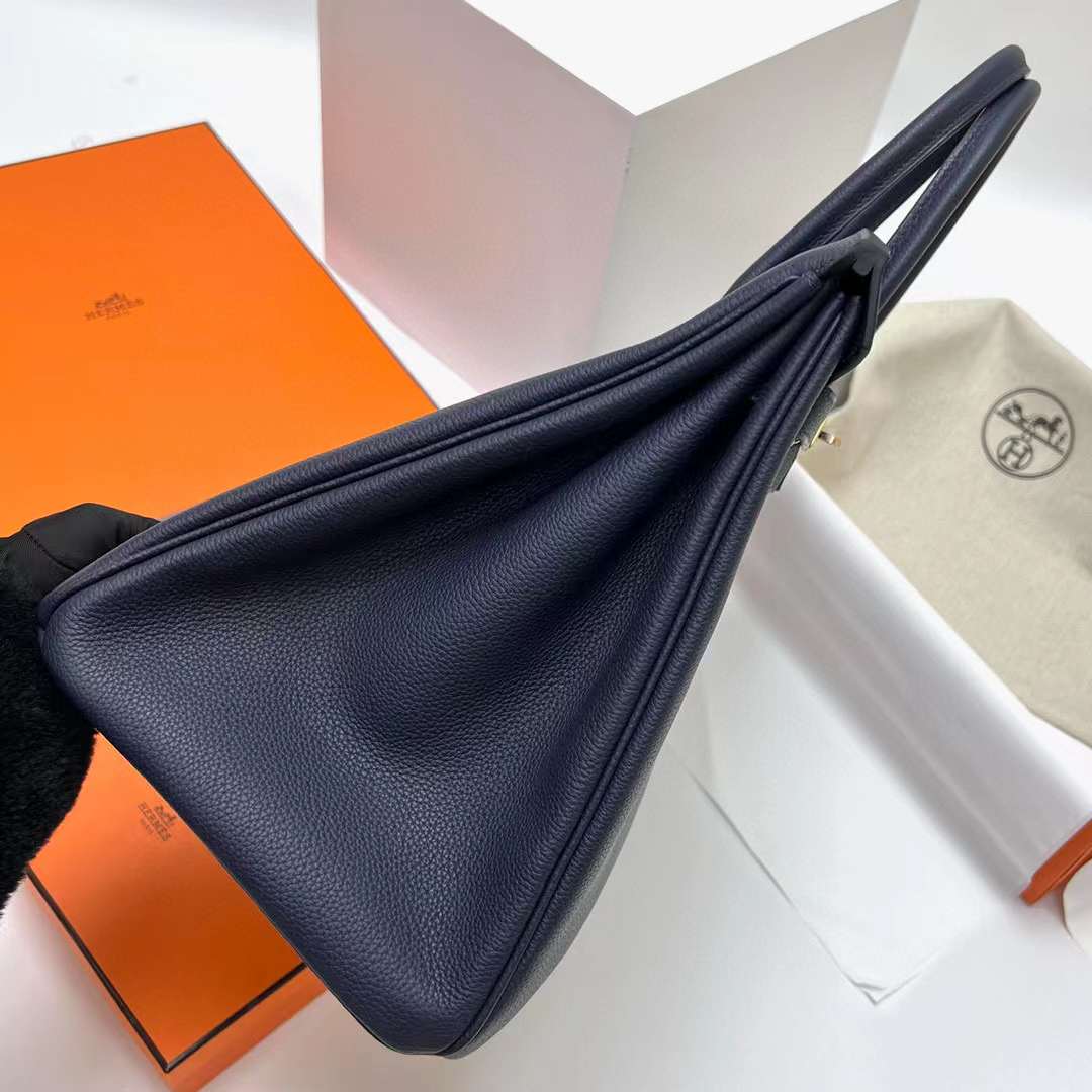 Hermès（爱马仕）Birkin 铂金包 Togo皮 2Z 午夜蓝 金扣 40cm 全手工蜡线缝制 Ghw