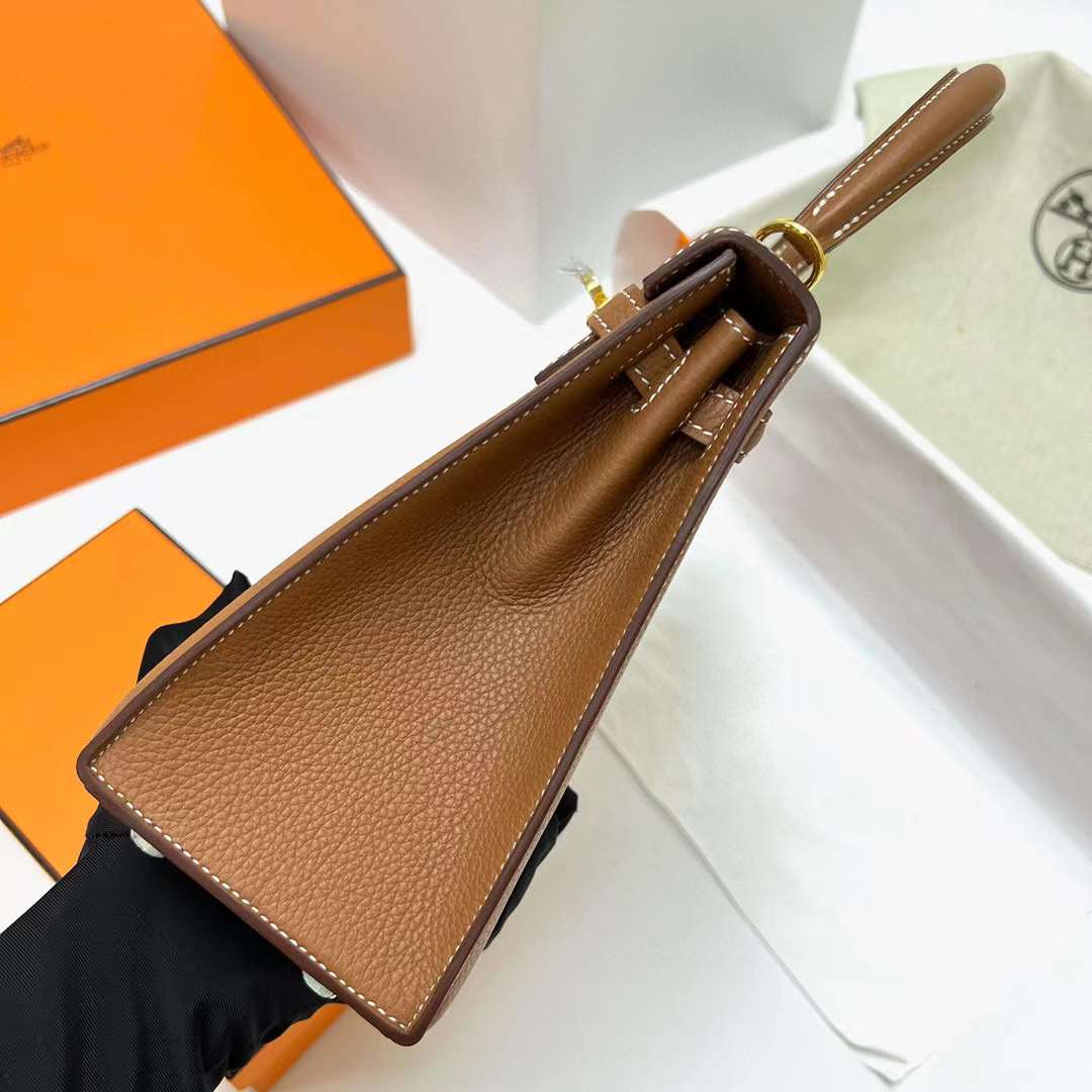 Hermès（爱马仕）Kelly 凯莉包 Sellier Togo 外缝 Ck37 金棕色 金扣 25cm 全手工蜡线缝制 Ghw