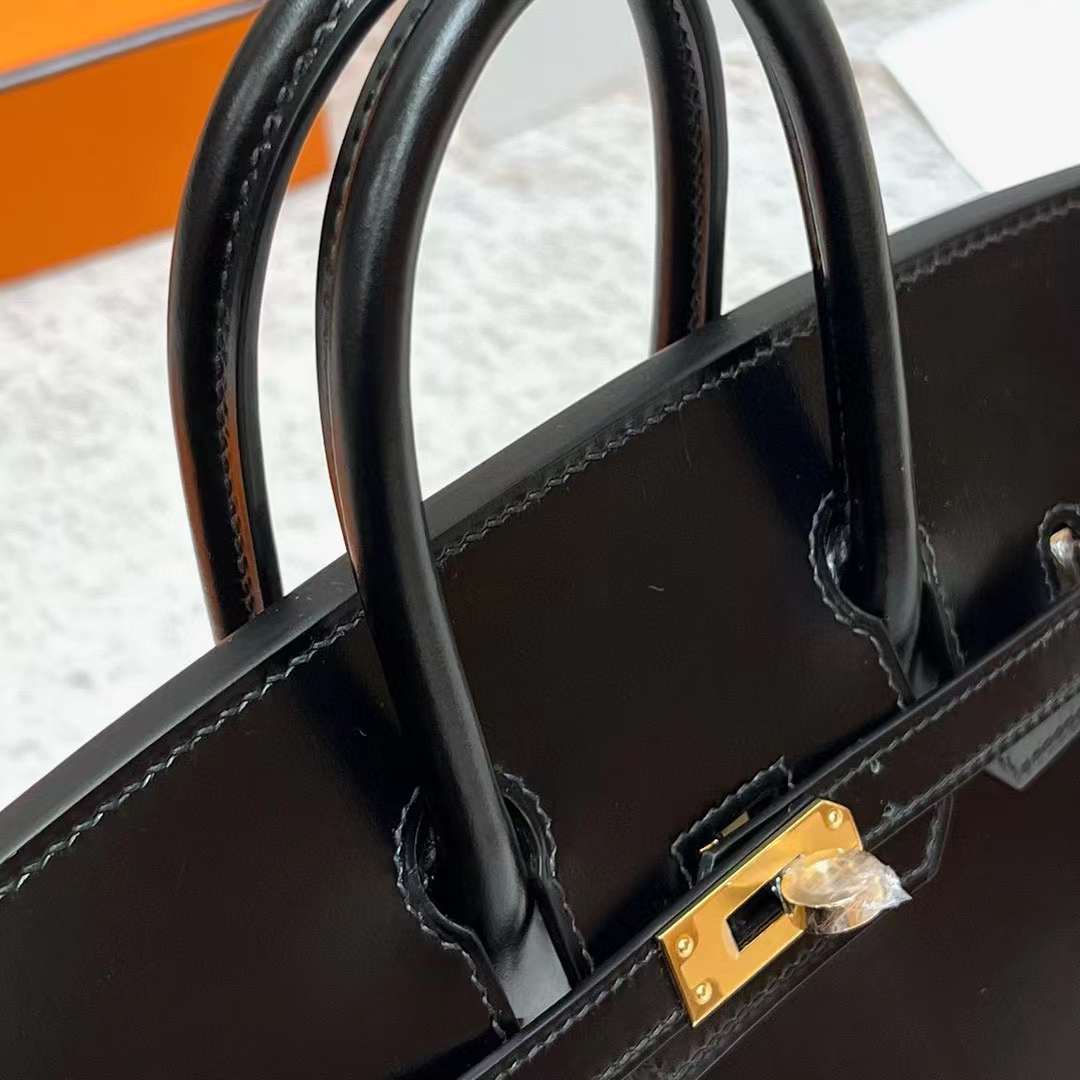 Hermès（爱马仕）Birkin 铂金包 Boxcalf Ck89 黑色 金扣 25cm 全手工蜡线缝制 Ghw